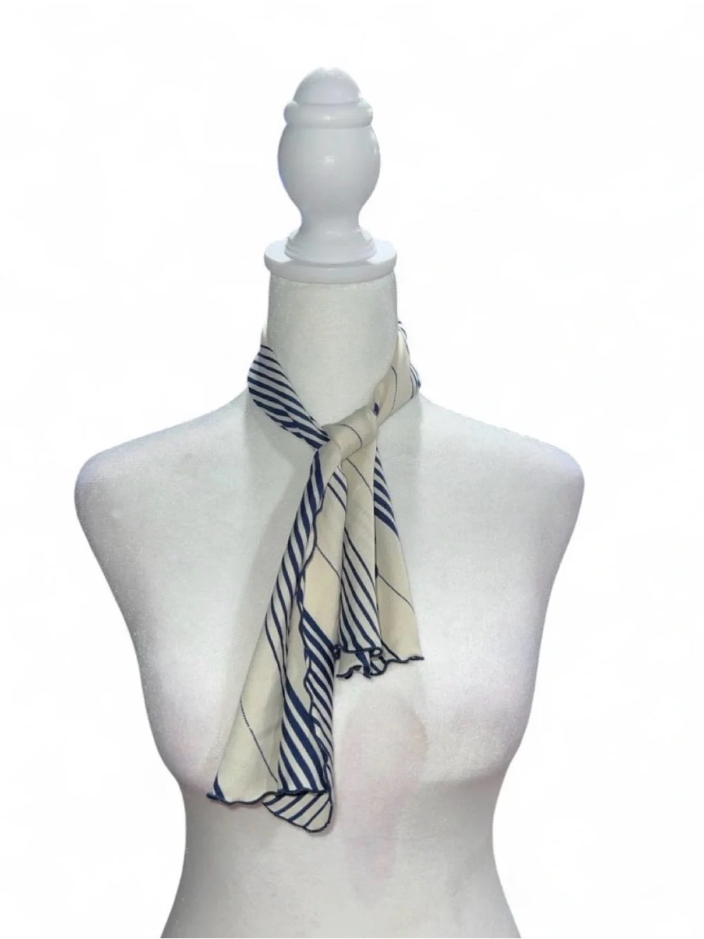 Striped Cream and Navy Scarf